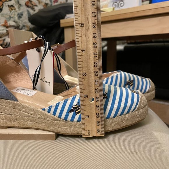 NWT!! Joules Women’s Blue Bee Stripe, Winnie Wedge Espadrille US 8 - Picture 14 of 15